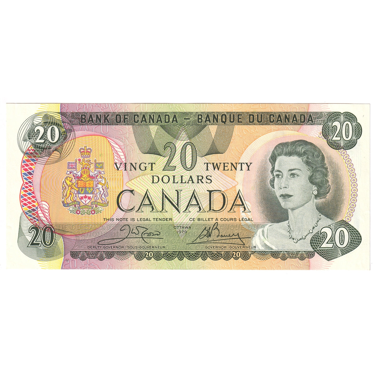 BC-54b-i 1979 Canada $20 Crow-Bouey, Steel Engraved, Uncirculated (MS60)