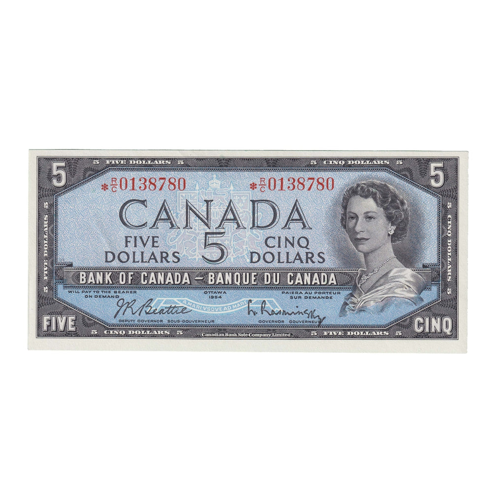 BC-39bA 1954 Canada $5 Beattie-Rasminsky, *R/C, Uncirculated (MS60)