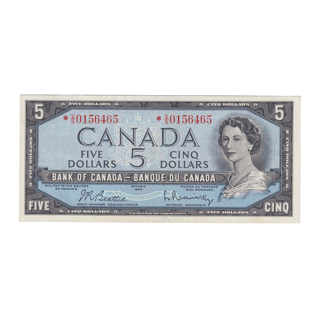 BC-39bA 1954 Canada $5 Beattie-Rasminsky, *V/S, AU-UNC (AU55)