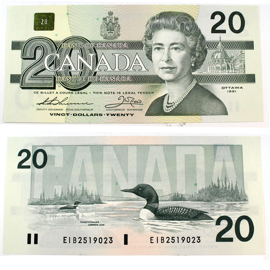 BC-58a 1991 Canada $20 Thiessen-Crow, EIB, AU-UNC (AU55)