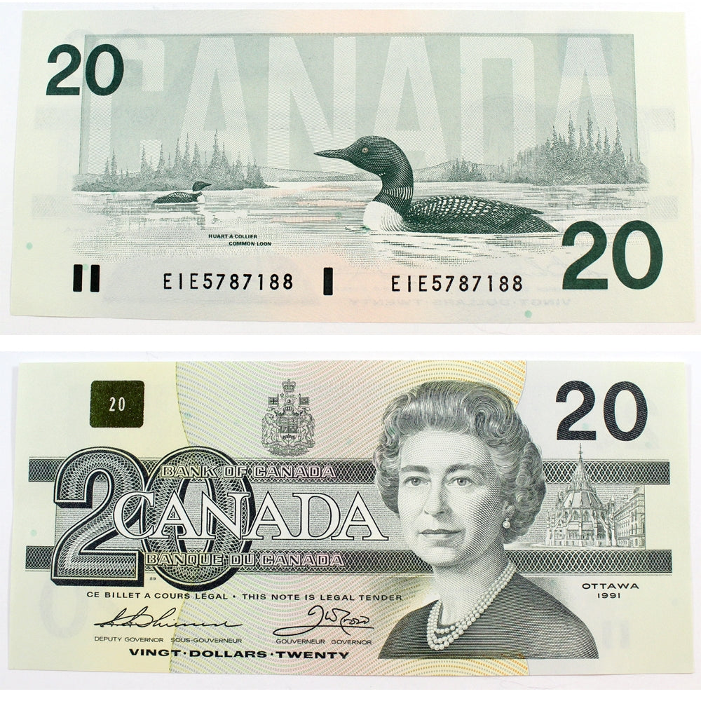 BC-58a 1991 Canada $20 Thiessen-Crow, EIE, AU-UNC (AU55)