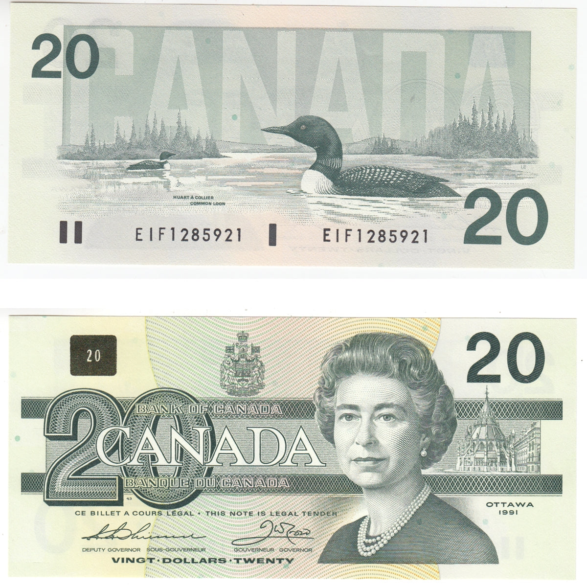 BC-58a 1991 Canada $20 Thiessen-Crow, EIF, Uncirculated (MS60)