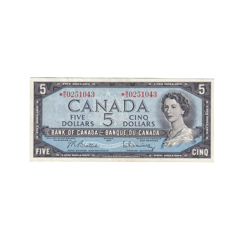 BC-39bA 1954 Canada $5 Beattie-Rasminsky, *W/S, EF-AU (EF45)