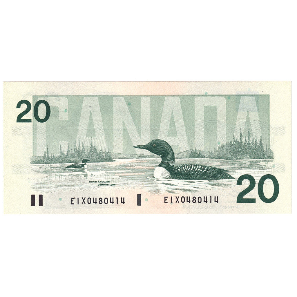 BC-58aA 1991 Canada $20 Thiessen-Crow, EIX Without Serifs, AU-UNC (AU55)