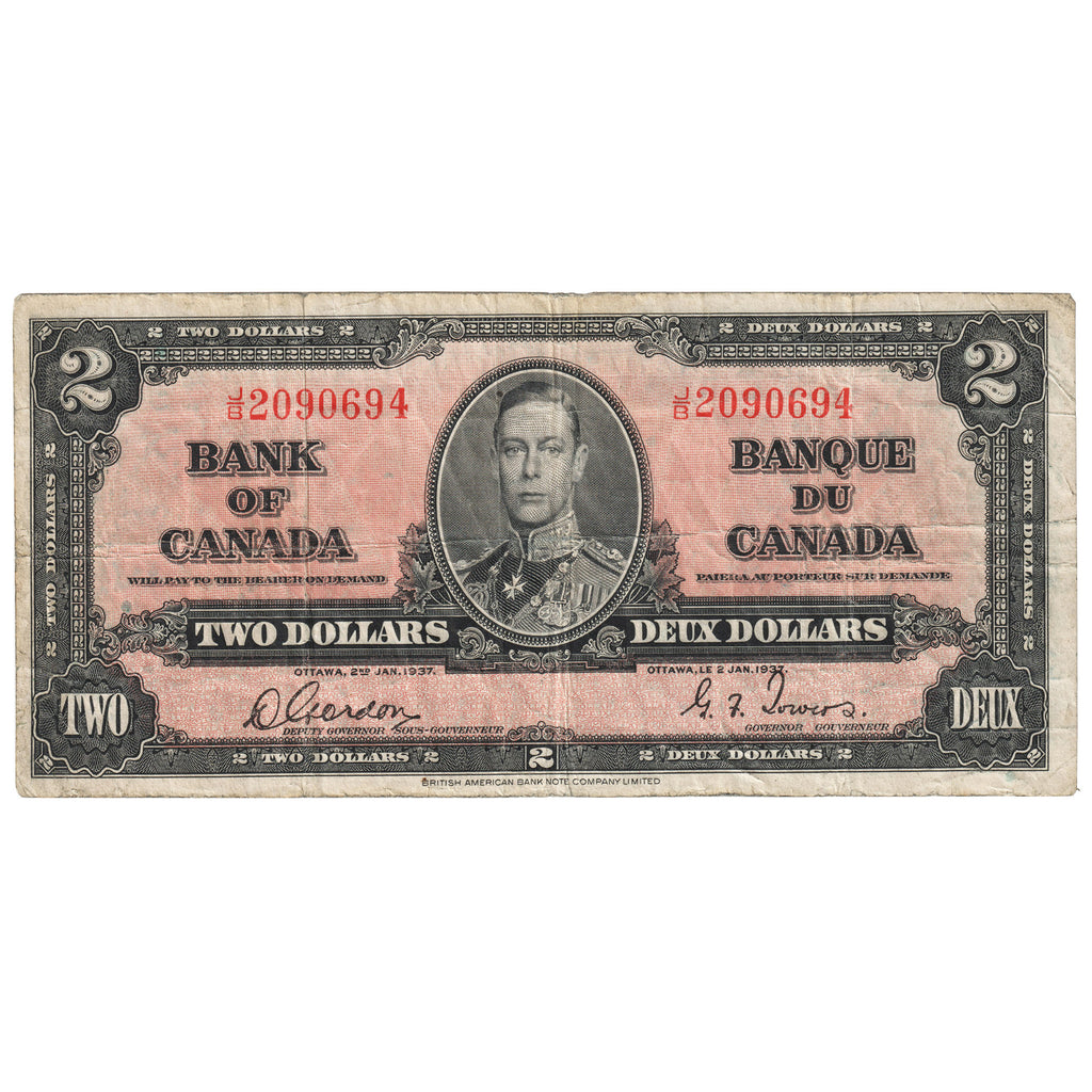 BC-22b 1937 Canada $2 Gordon-Towers, J/B, F