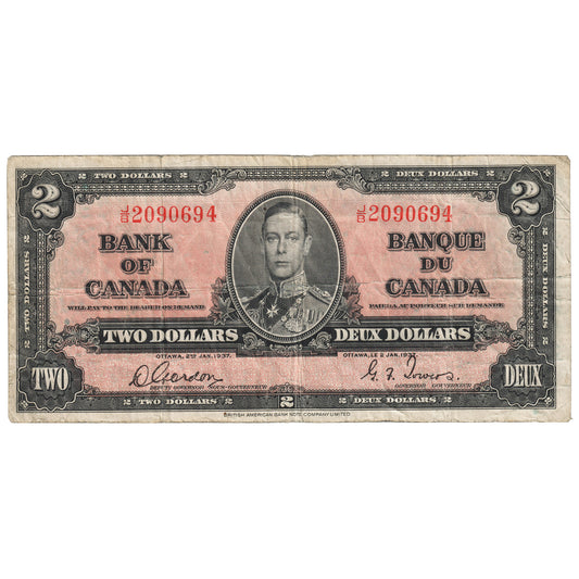 BC-22b 1937 Canada $2 Gordon-Towers, J/B, F