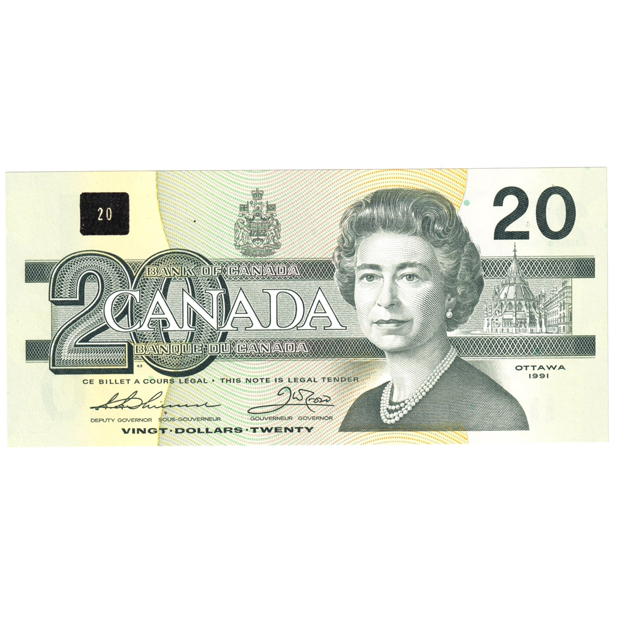 BC-58a-i 1991 Canada $20 Thiessen-Crow, EIM, Choice Uncirculated (CUNC63)