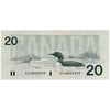 BC-58b 1991 Canada $20 Bonin-Thiessen, ESJ, Almost Uncirculated (AU50)