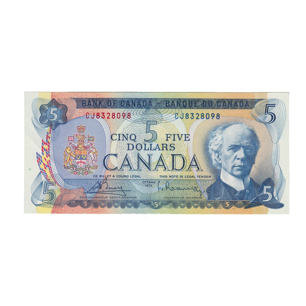 BC-48a 1972 Canada $5 Bouey-Rasminsky, CJ, Choice Uncirculated (CUNC63)