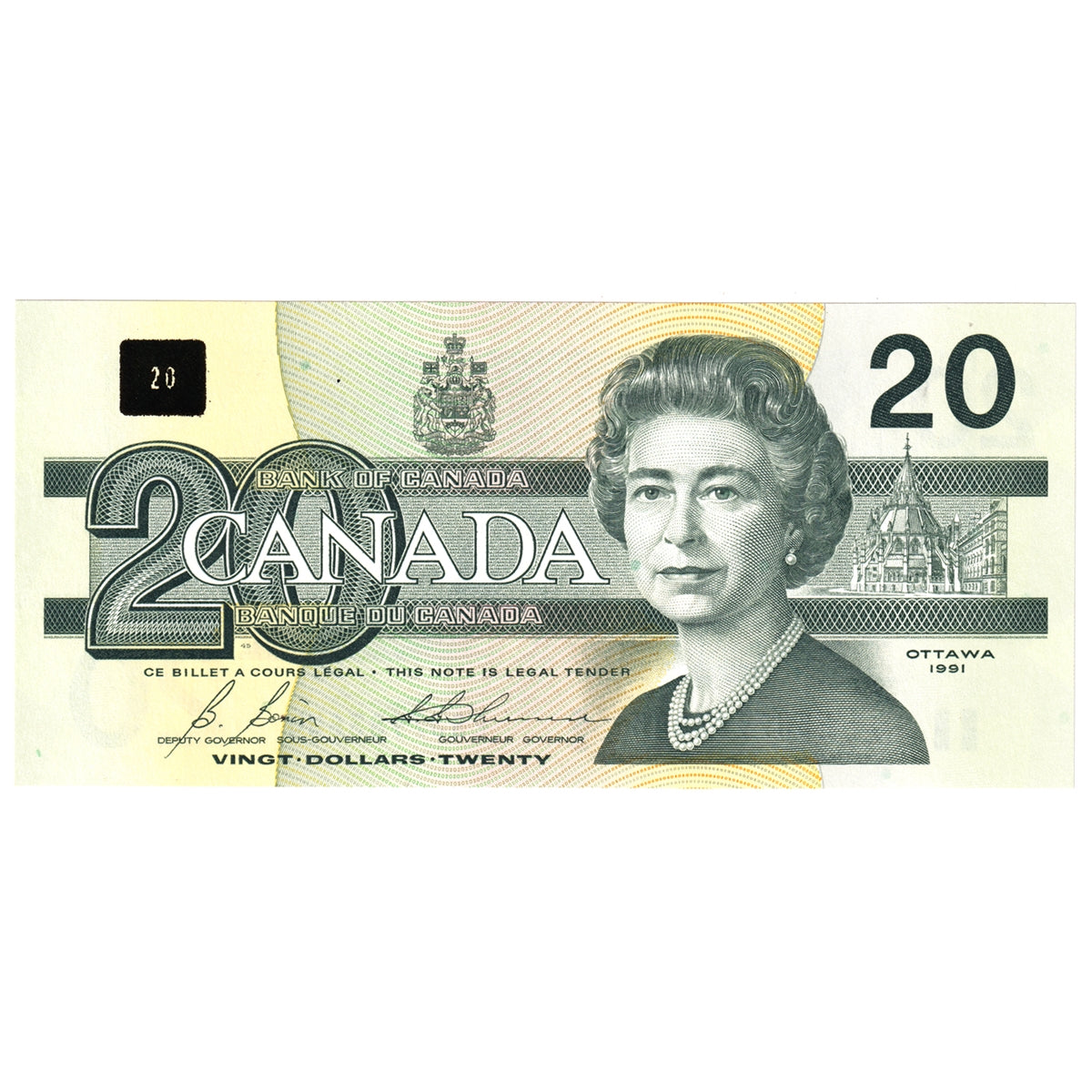 BC-58b 1991 Canada $20 Bonin-Thiessen, ESJ, Choice Uncirculated (CUNC63)
