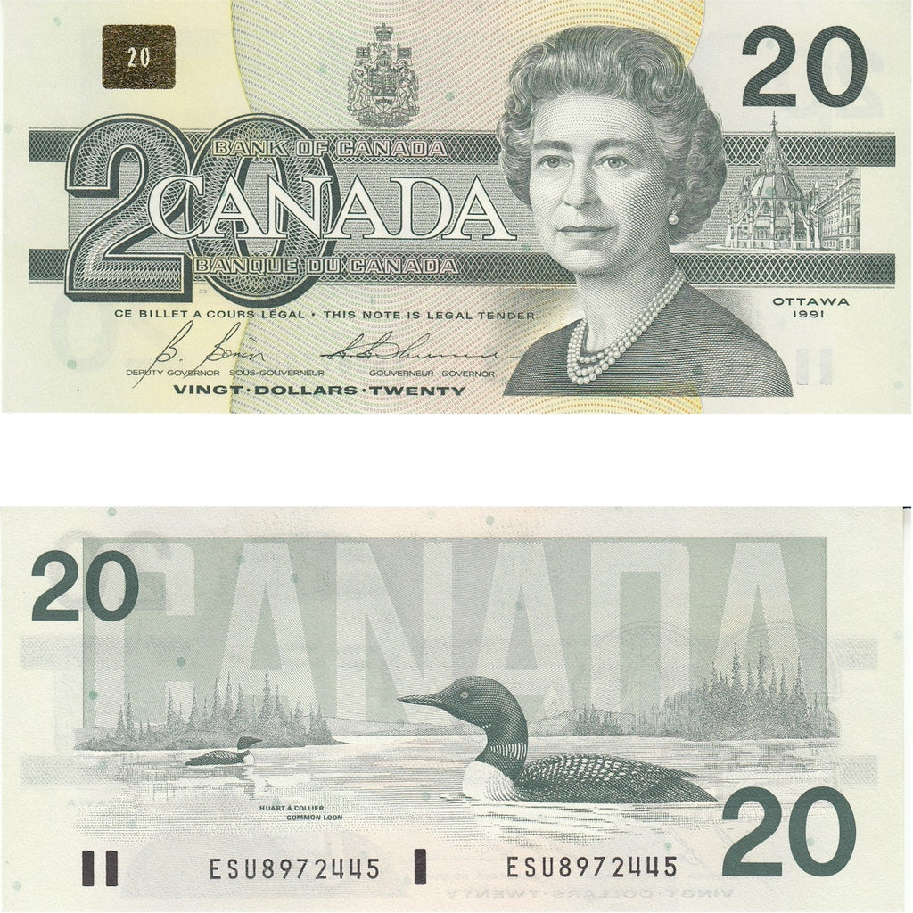 BC-58b 1991 Canada $20 Bonin-Thiessen, ESU, AU-UNC (AU55)