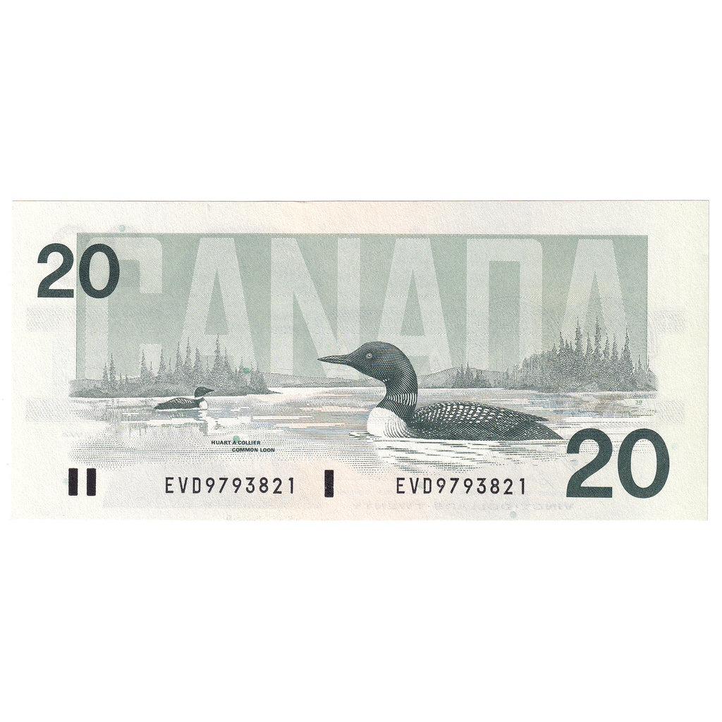 BC-58b 1991 Canada $20 Bonin-Thiessen, EVD with Back Position Number, Uncirculated (MS60)