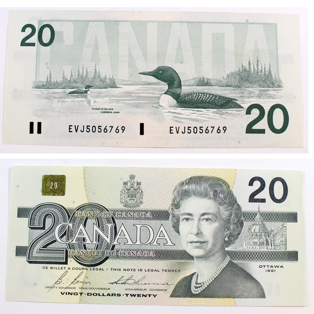 BC-58b 1991 Canada $20 Bonin-Thiessen, EVJ, AU