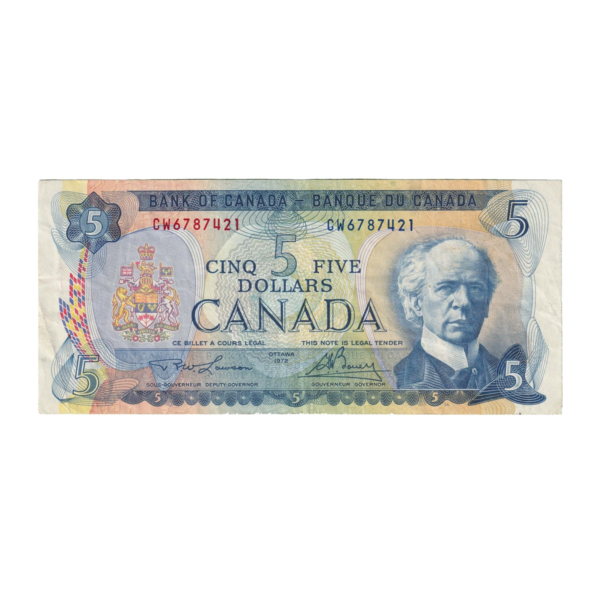 BC-48b 1972 Canada $5 Lawson-Bouey, CW, Very Fine (VF20)