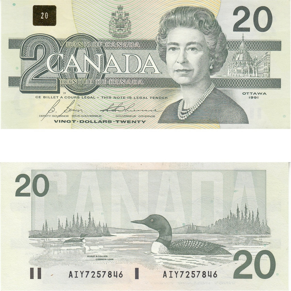 BC-58b-i 1991 Canada $20 Bonin-Thiessen, AIY, Uncirculated (MS60)