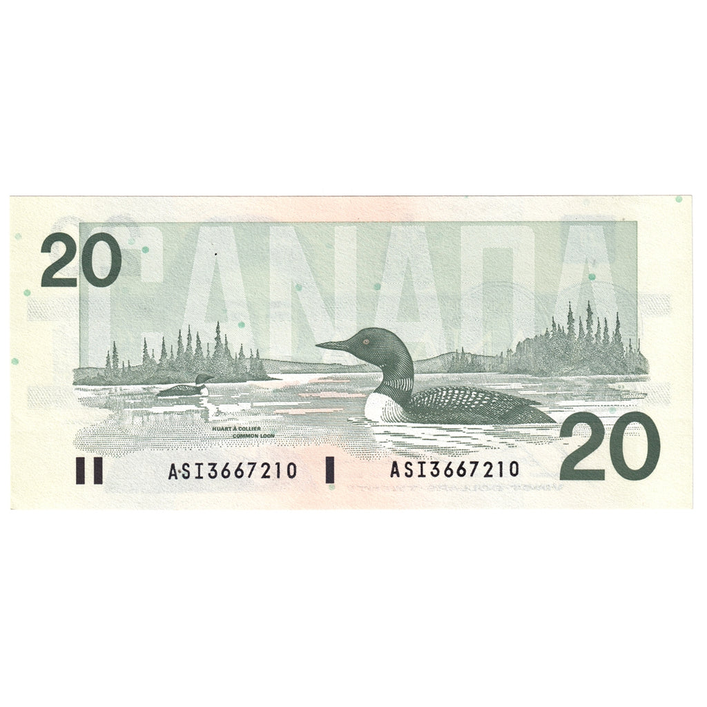 BC-58b-i 1991 Canada $20 Bonin-Thiessen, ASI, AU-UNC (AU55)