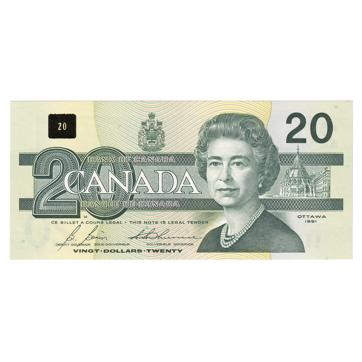 BC-58b-i 1991 Canada $20 Bonin-Thiessen, ASL, CUNC