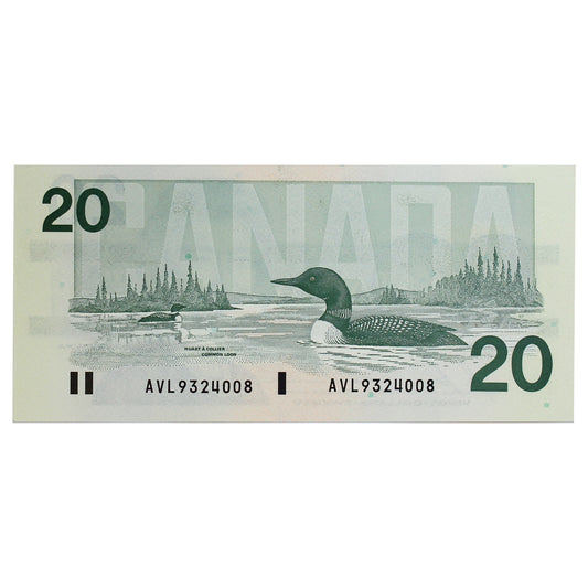 BC-58b-i 1991 Canada $20 Bonin-Thiessen, AVL, UNC