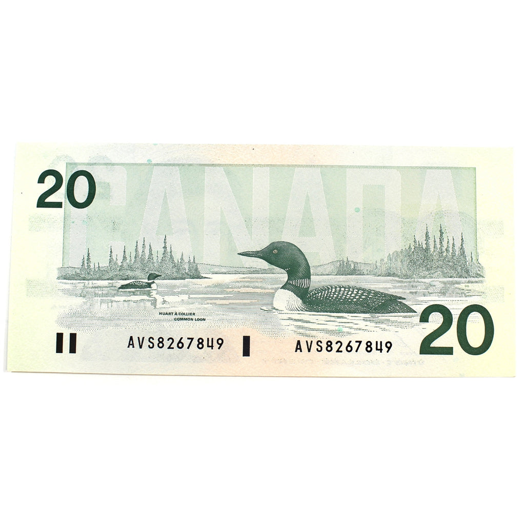 BC-58b-i 1991 Canada $20 Bonin-Thiessen, AVS, Almost Uncirculated (AU50)