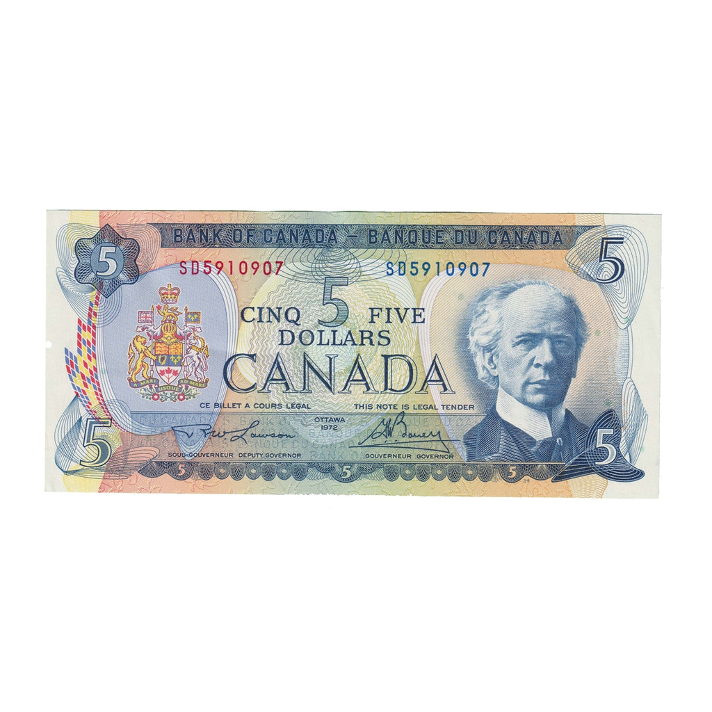 BC-48b 1972 Canada $5 Lawson-Bouey, SD, Almost Uncirculated (AU50)