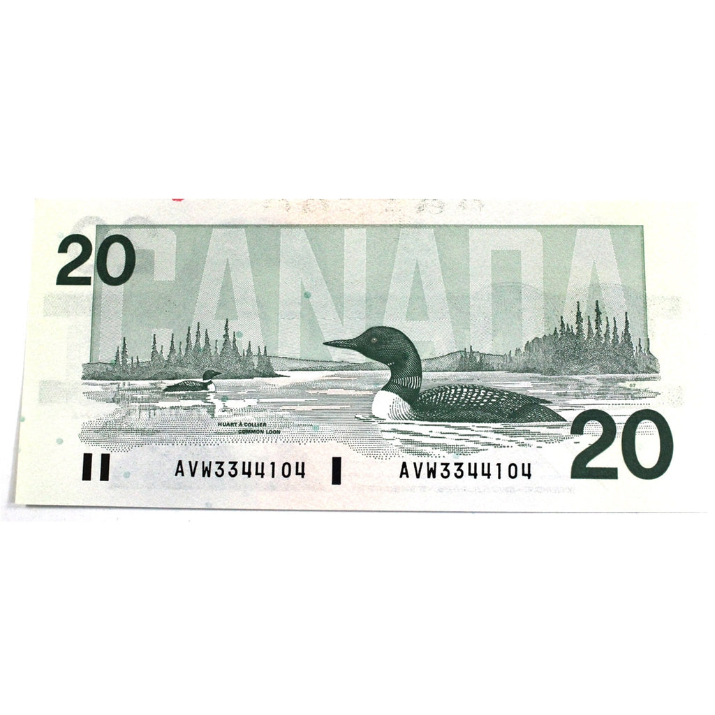 BC-58b-i 1991 Canada $20 Bonin-Thiessen, AVW, AU-UNC (AU55)