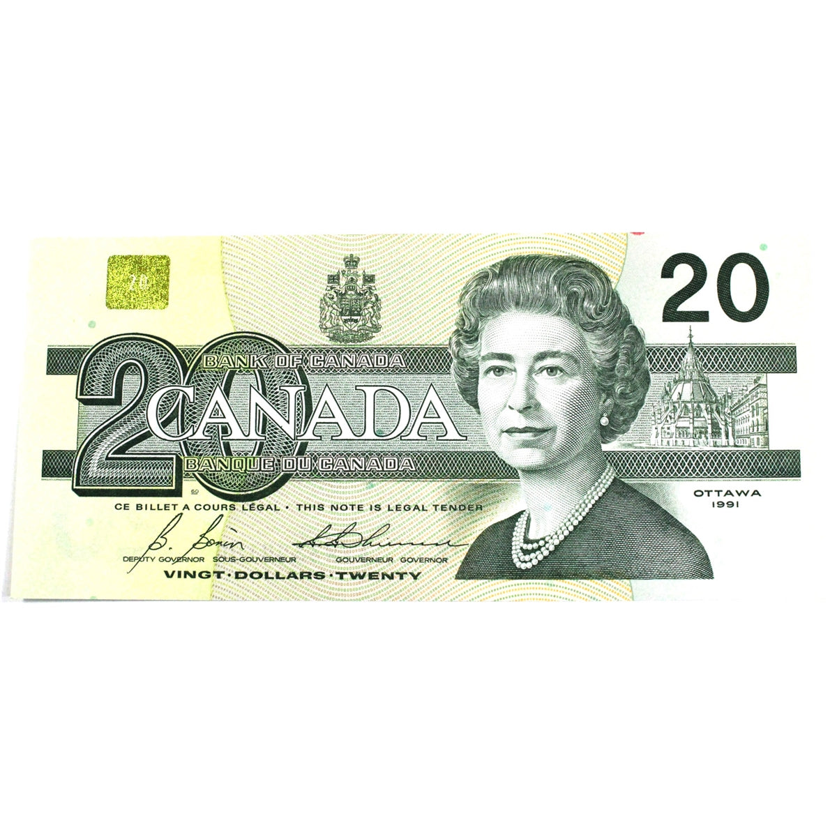 BC-58b-i 1991 Canada $20 Bonin-Thiessen, AVW, AU-UNC (AU55)