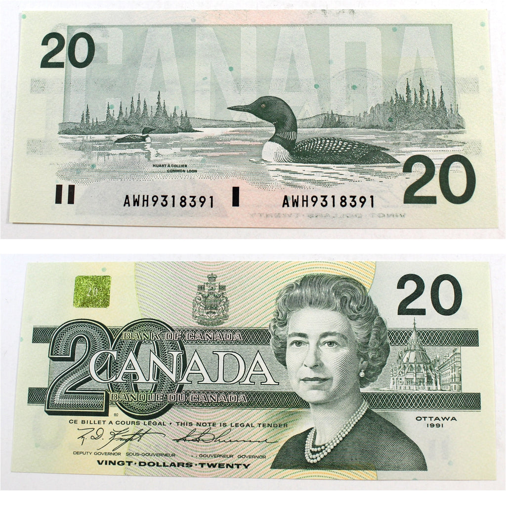 BC-58c 1991 Canada $20 Knight-Thiessen, AWH, Choice Uncirculated (CUNC63)