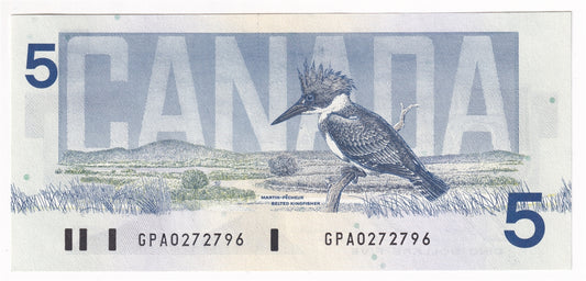BC-56c 1986 Canada $5 Bonin-Thiessen, GPA, AU-UNC