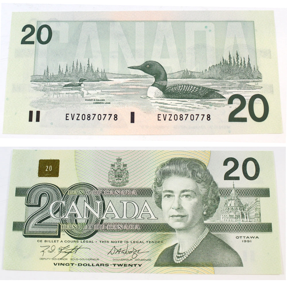 BC-58d 1991 Canada $20 Knight-Dodge, EVZ, AU