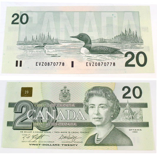 BC-58d 1991 Canada $20 Knight-Dodge, EVZ, AU