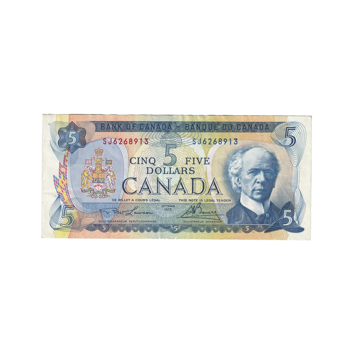 BC-48b 1972 Canada $5 Lawson-Bouey, SH, Very Fine (VF20)