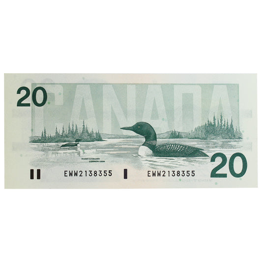 BC-58d 1991 Canada $20 Knight-Dodge, EWW, Almost Uncirculated (AU50)