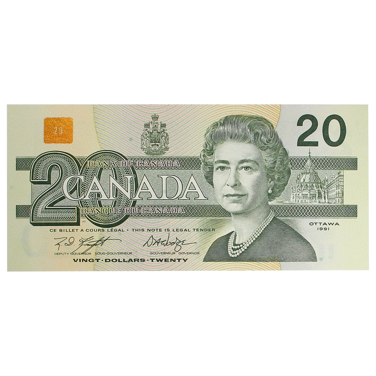 BC-58dA 1991 Canada $20 Knight-Dodge, EYD (7.677-7.848), Choice Uncirculated (CUNC63)