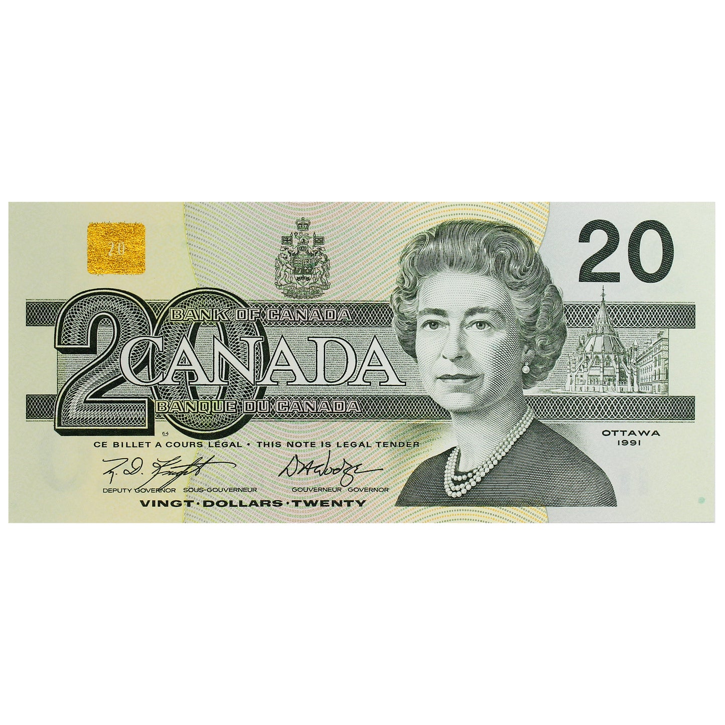 BC-58d-i 1991 Canada $20 Knight-Dodge, AWO, Choice Uncirculated (CUNC63)
