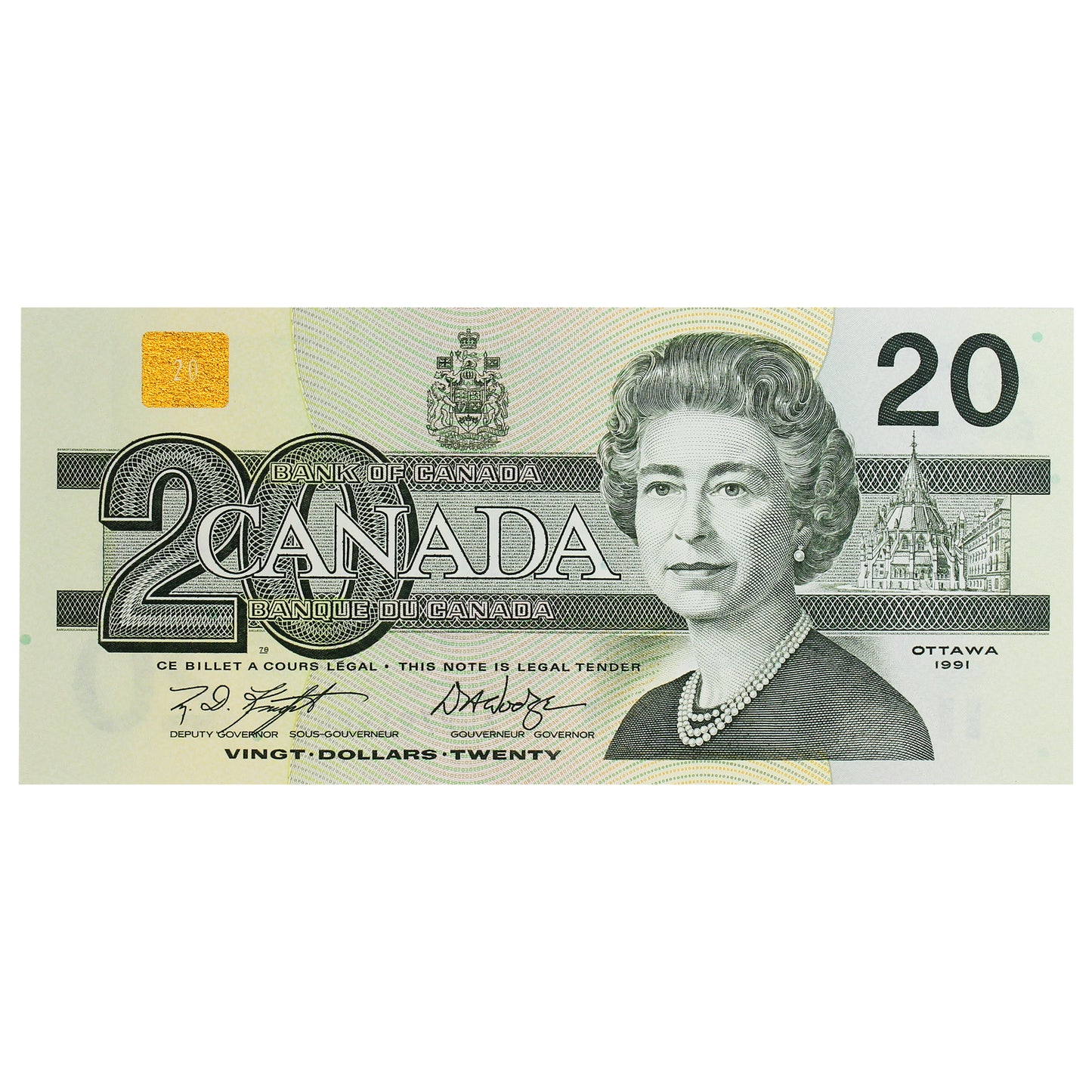 BC-58d-i 1991 Canada $20 Knight-Dodge, AWP, Choice Uncirculated (CUNC63)