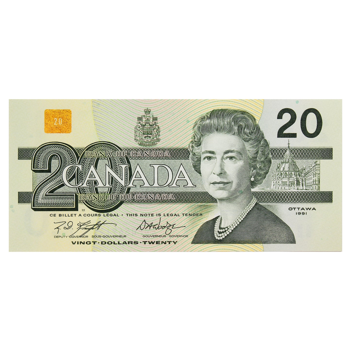 BC-58d-i 1991 Canada $20 Knight-Dodge, AWP, Uncirculated (MS60)