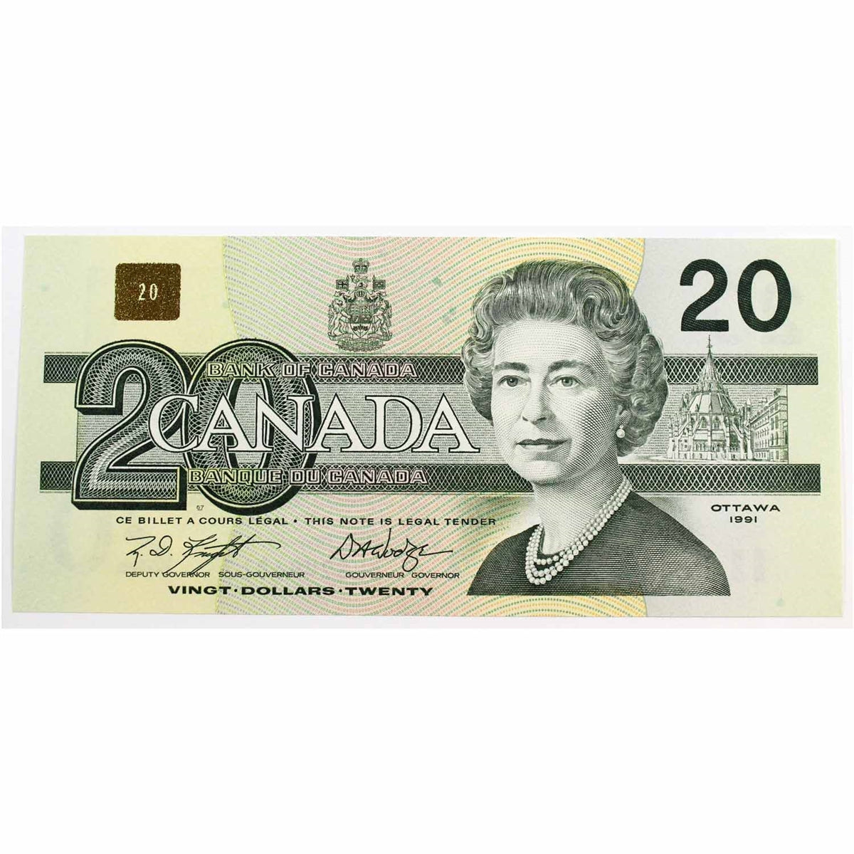 BC-58d-i 1991 Canada $20 Knight-Dodge, AWS, Choice Uncirculated (CUNC63)