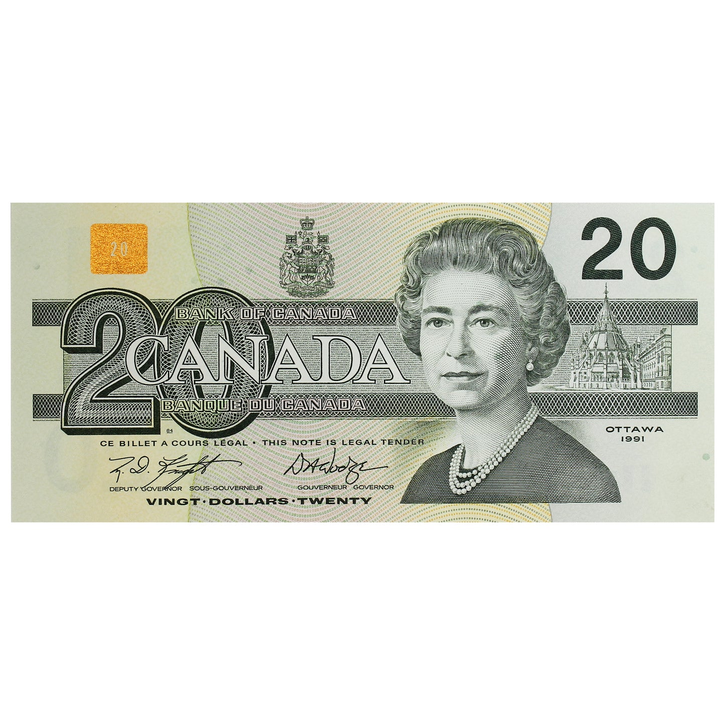 BC-58d-i 1991 Canada $20 Knight-Dodge, AYF, Uncirculated (MS60)