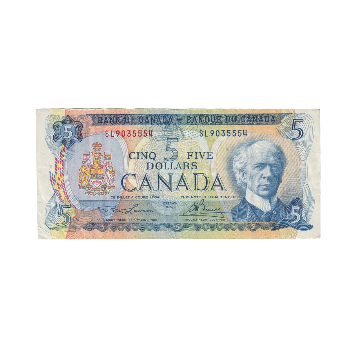 BC-48b 1972 Canada $5 Lawson-Bouey, SL, Very Fine (VF20)