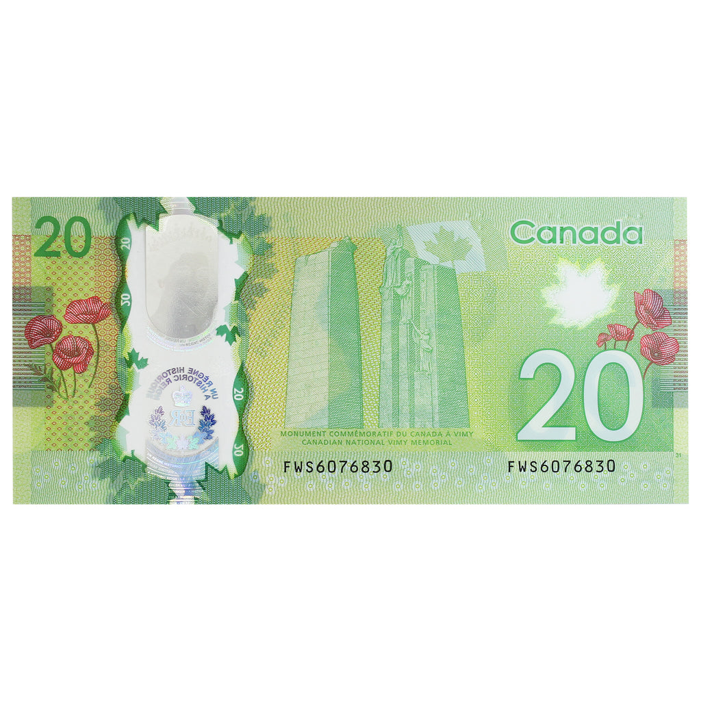 BC-74 2015 Canada $20 Commemorative, FWS, Choice Uncirculated (CUNC63)
