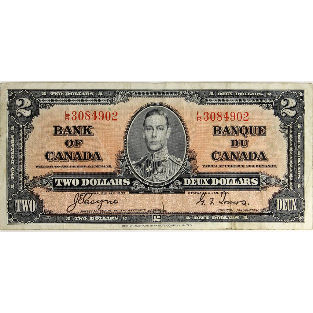 BC-22c 1937 Canada $2 Coyne-Towers, L/R, VF