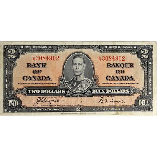 BC-22c 1937 Canada $2 Coyne-Towers, L/R, VF