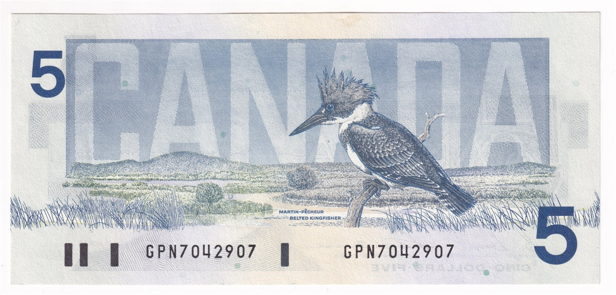 BC-56c 1986 Canada $5 Bonin-Thiessen, GPN, AU-UNC
