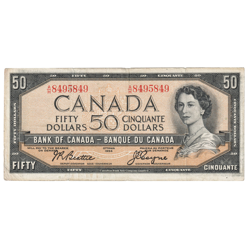 BC-42a 1954 Canada $50 Beattie-Coyne, A/H, Circ