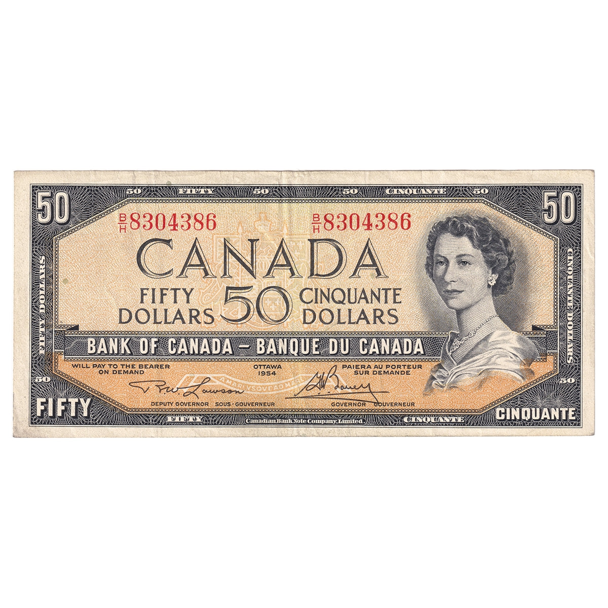 BC-42c 1954 Canada $50 Lawson-Bouey, B/H, Very Fine (VF20)