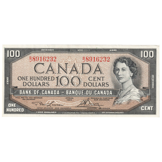 BC-43c 1954 Canada $100 Lawson-Bouey, B/J, VF-EF