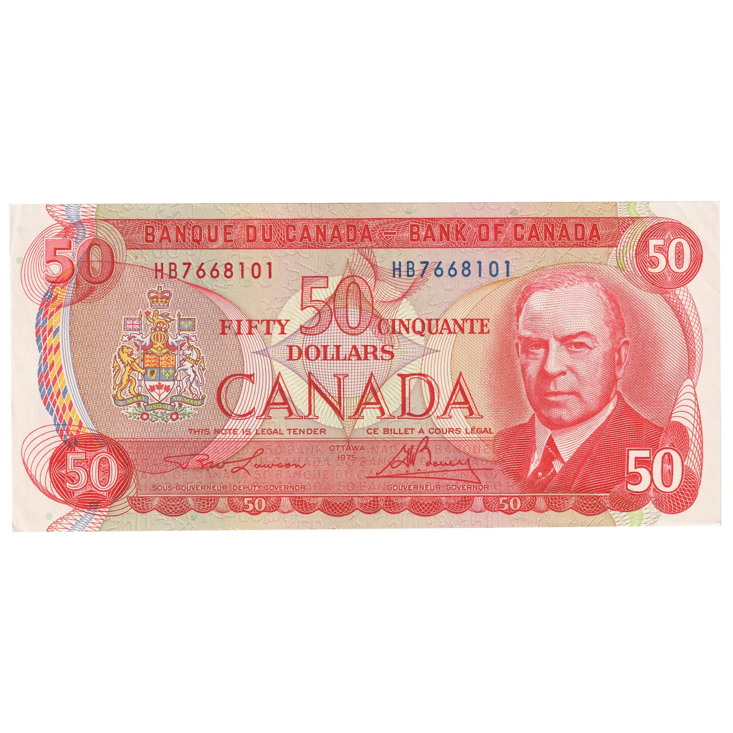 BC-51a 1975 Canada $50 Lawson-Bouey, HB, Almost Uncirculated (AU50)