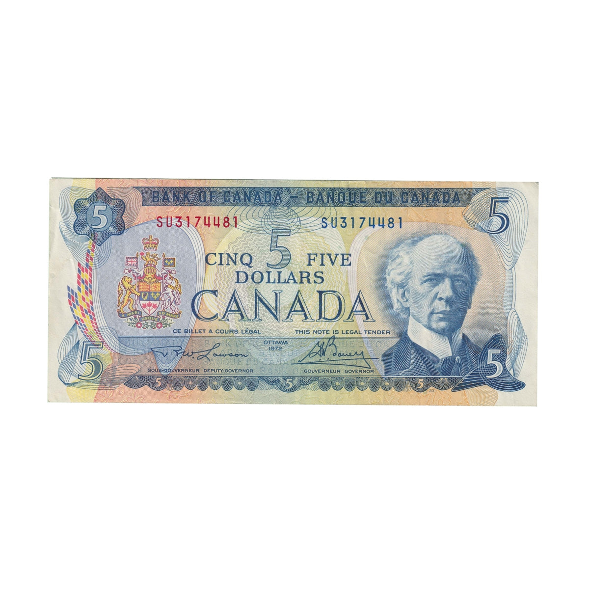 BC-48b 1972 Canada $5 Lawson-Bouey, SU, Very Fine (VF20)
