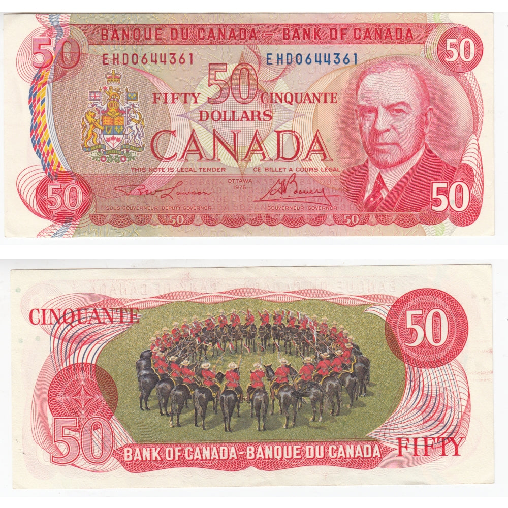 BC-51a-i 1975 Canada $50 Lawson-Bouey, EHD, Almost Uncirculated (AU50)