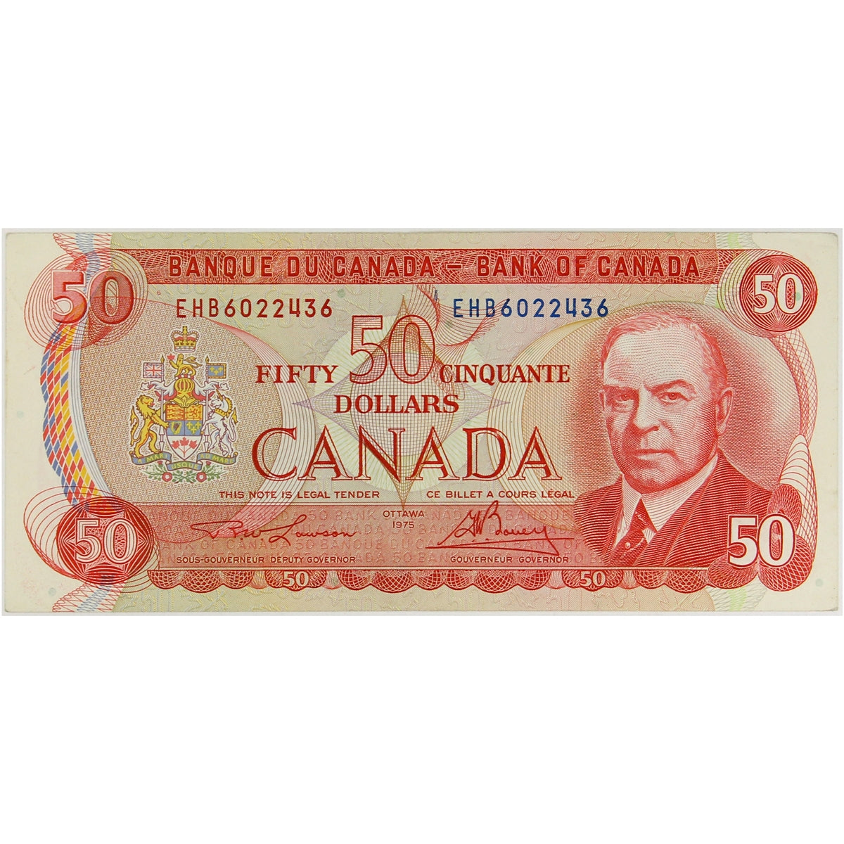 BC-51a-i 1975 Canada $50 Lawson-Bouey, EHB, Extra Fine (EF40)